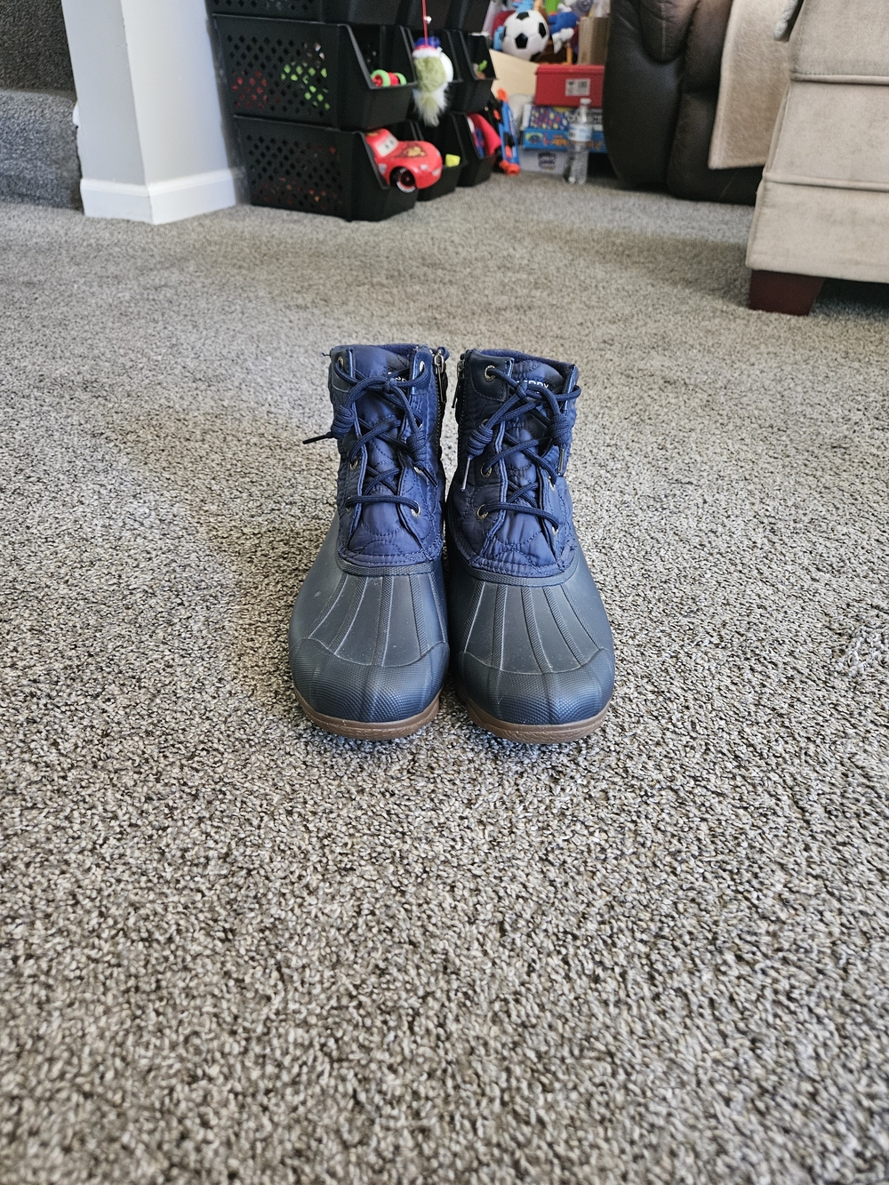 Sperry Women's Waterproof Duck Boots Navy Blue Rubber Rain Boots Size 8.5M - Picture 2 of 7